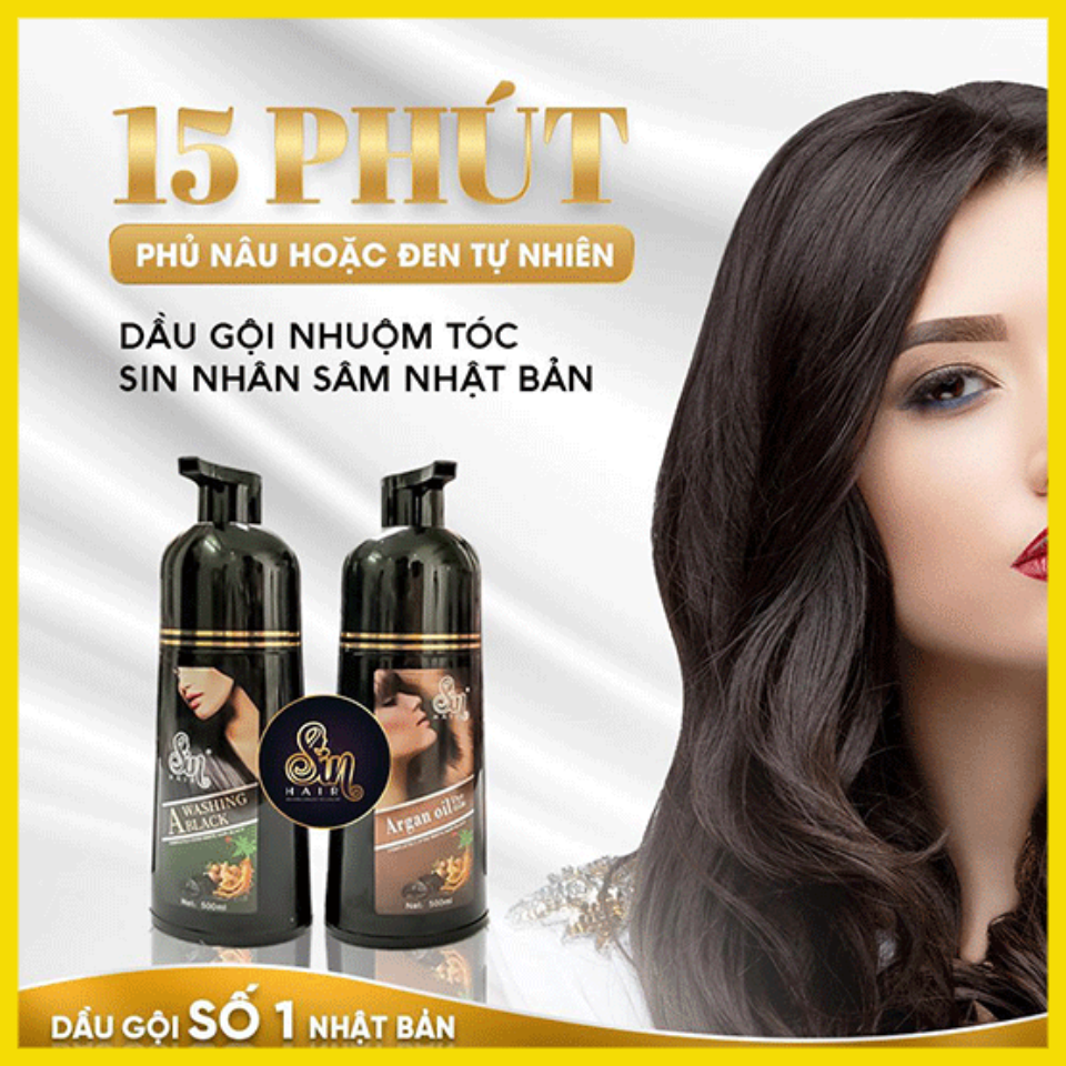 Dầu gội nhuộm tóc Sin Hair – A Washing Color 500ml – Đen / Nâu