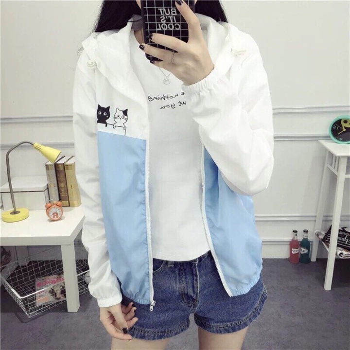 [HCM]ÁO KHOÁC DÙ MÈO NỮ DỄ THƯƠNG - Áo khoác dù giá rẻ - Áo khoác nữ - Áo khoác teen - Áo khoác mẫu mới