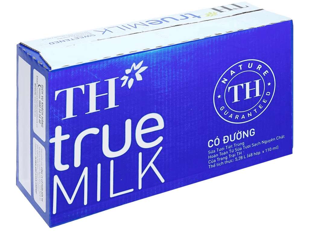 Thùng sữa tươi tiệt trùng TH có đường 48x110ml
