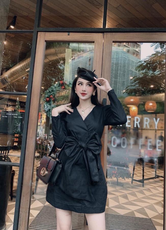 Đầm nữ suông cỗ chữ v thời trang hàn quốc l&t fashion đ92