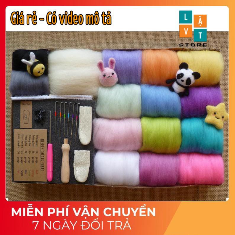 [HCM]COMBO LEN CHỌC AN SẮC- NEEDLE FELTING TOURIAL - MÀU NHƯ HÌNH