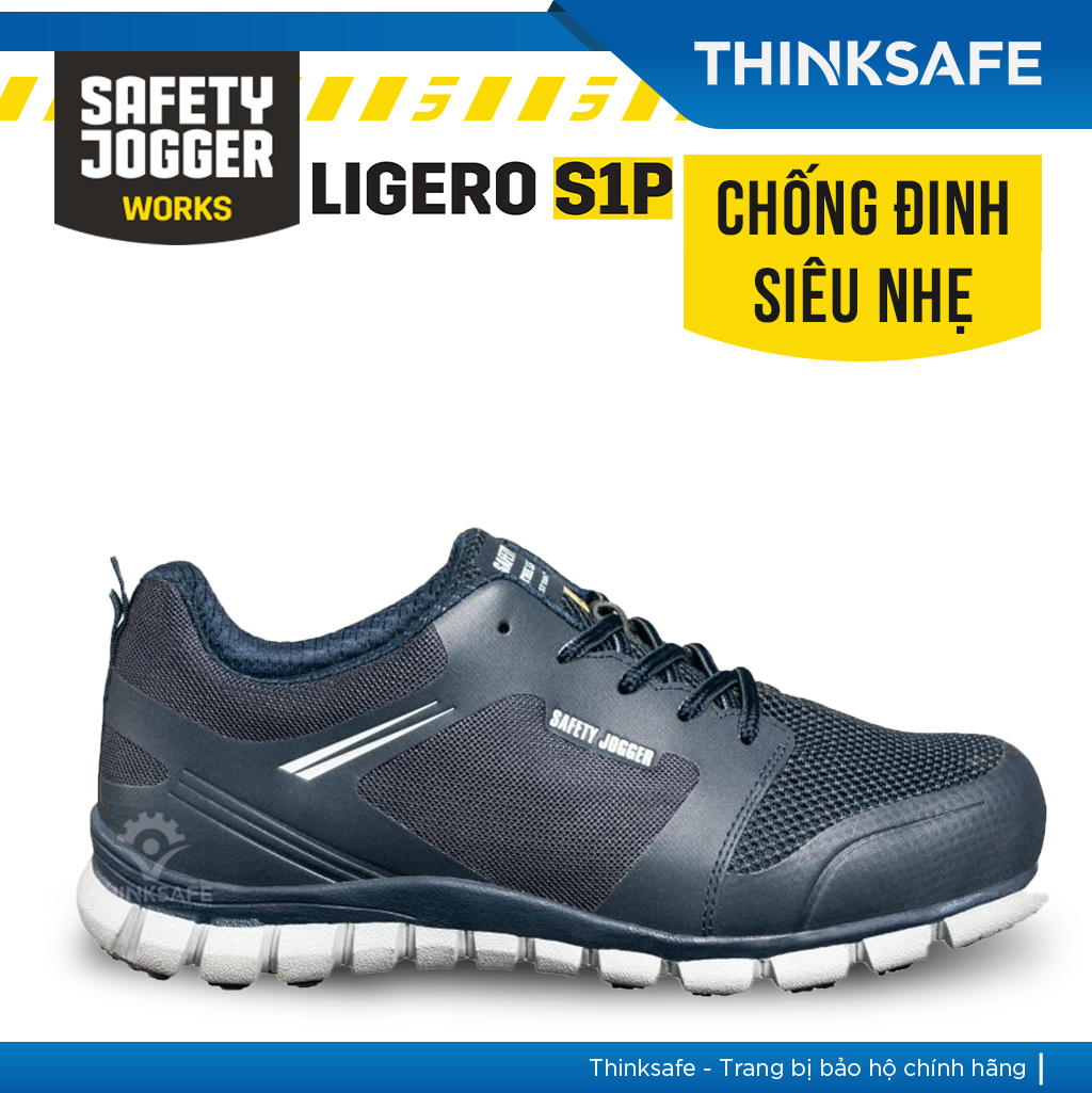 Giày bảo hộ lao động nam Safety Jogger Ligero siêu nhẹ, thoáng khí, chống đinh, chống giập ngón, chống trượt- Giày công trình, nhà máy chuyên dụng - Thinksafe