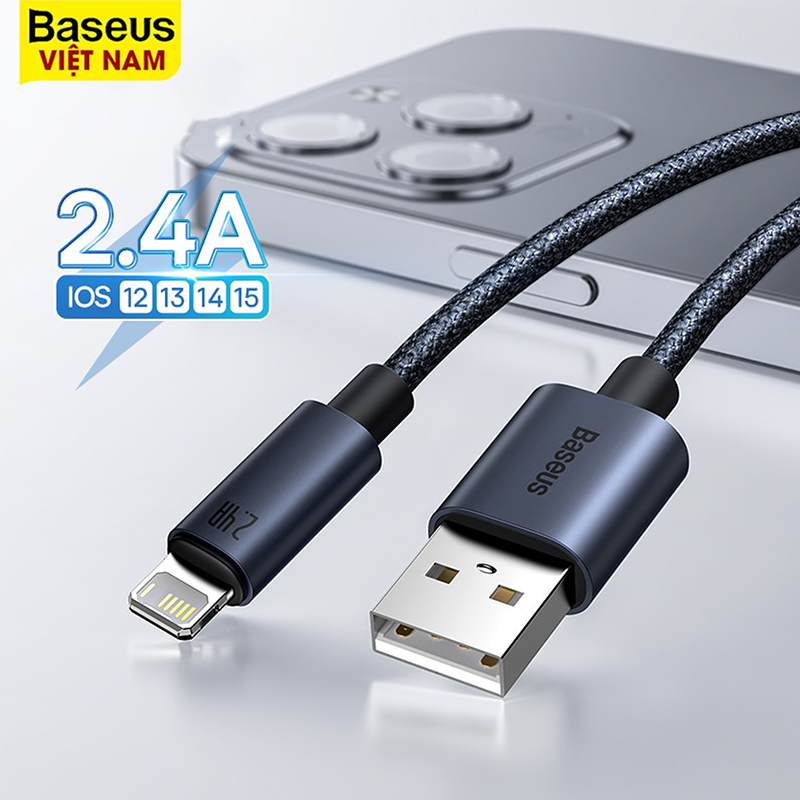 Cáp sạc nhanh baseus 2.4a usb to lightning dành cho iphone x xr 8 13 12 11 pro pro max