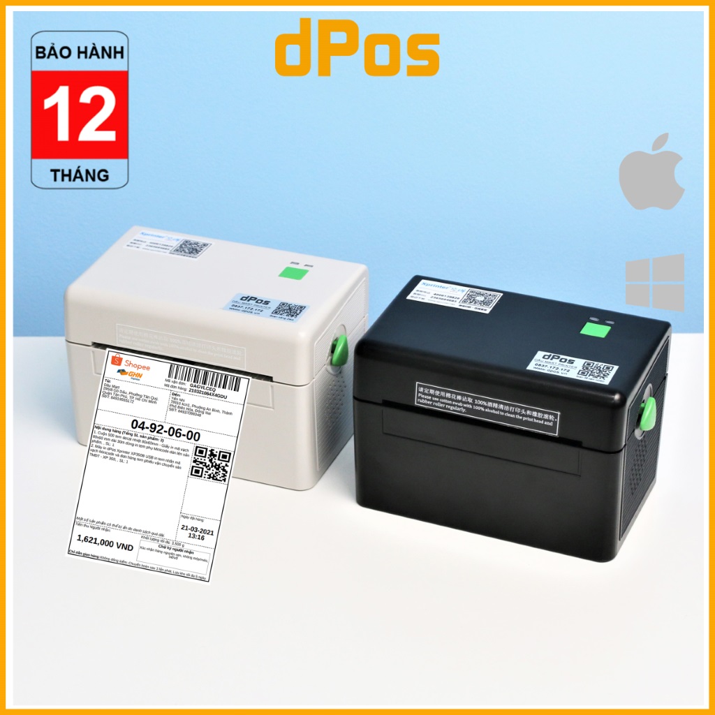 [HCM]Máy in đơn hàng TMĐT Xprinter XP DT108B với công nghệ in nhiệt không dùng mực tiết kiệm 30% chi phí in tem vận chuyển phiếu giao hàng mã vận đơn các sàn TMĐT web app vận chuyển và các loại tem nhãn mác có keo tự dán - Dâu Mart Printer