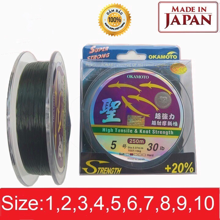 Cước câu cá tàng hình cước câu cá nhật bản okamoto 250m siêu bền