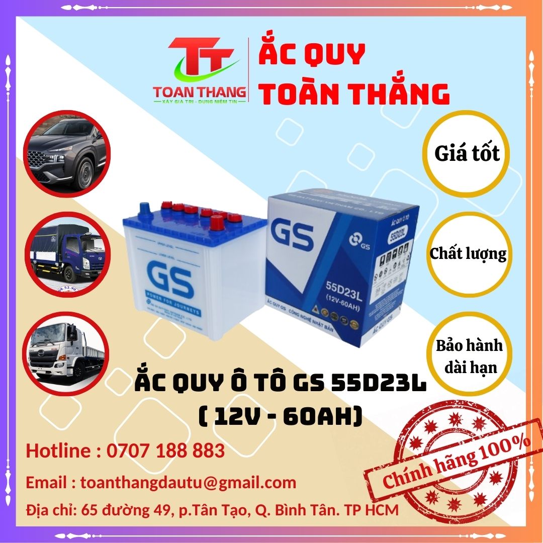 ẮC QUY Ô TÔ GS 55D23L (12V-60AH)