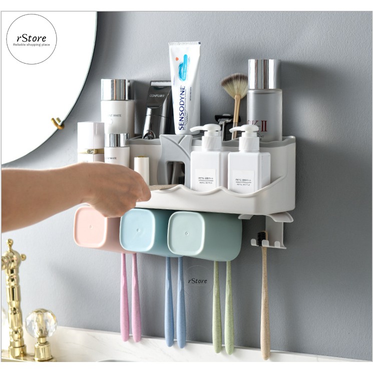 Bộ nhả kem đánh răng tự động lúa mạch - 2 cốc 3 cốc hàng công ty
