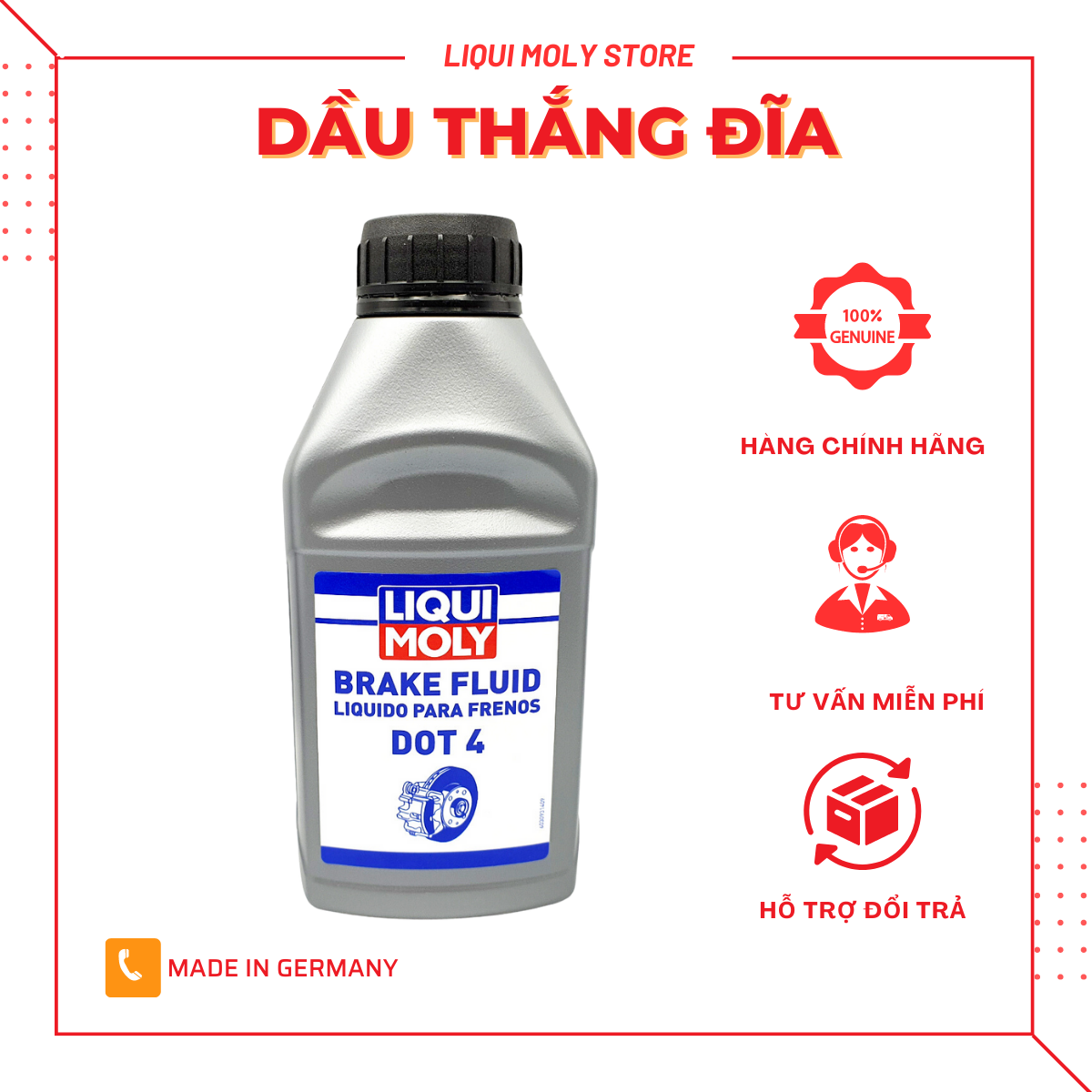 Dầu thắng đĩa dot4 liqui moly brake fluid 500ml