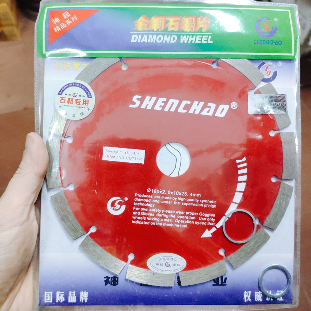 Lưỡi cắt 180mm răng thưa đa năng cắt gạch, cắt tường , cắt bê tông SHENCHAO chính hãng