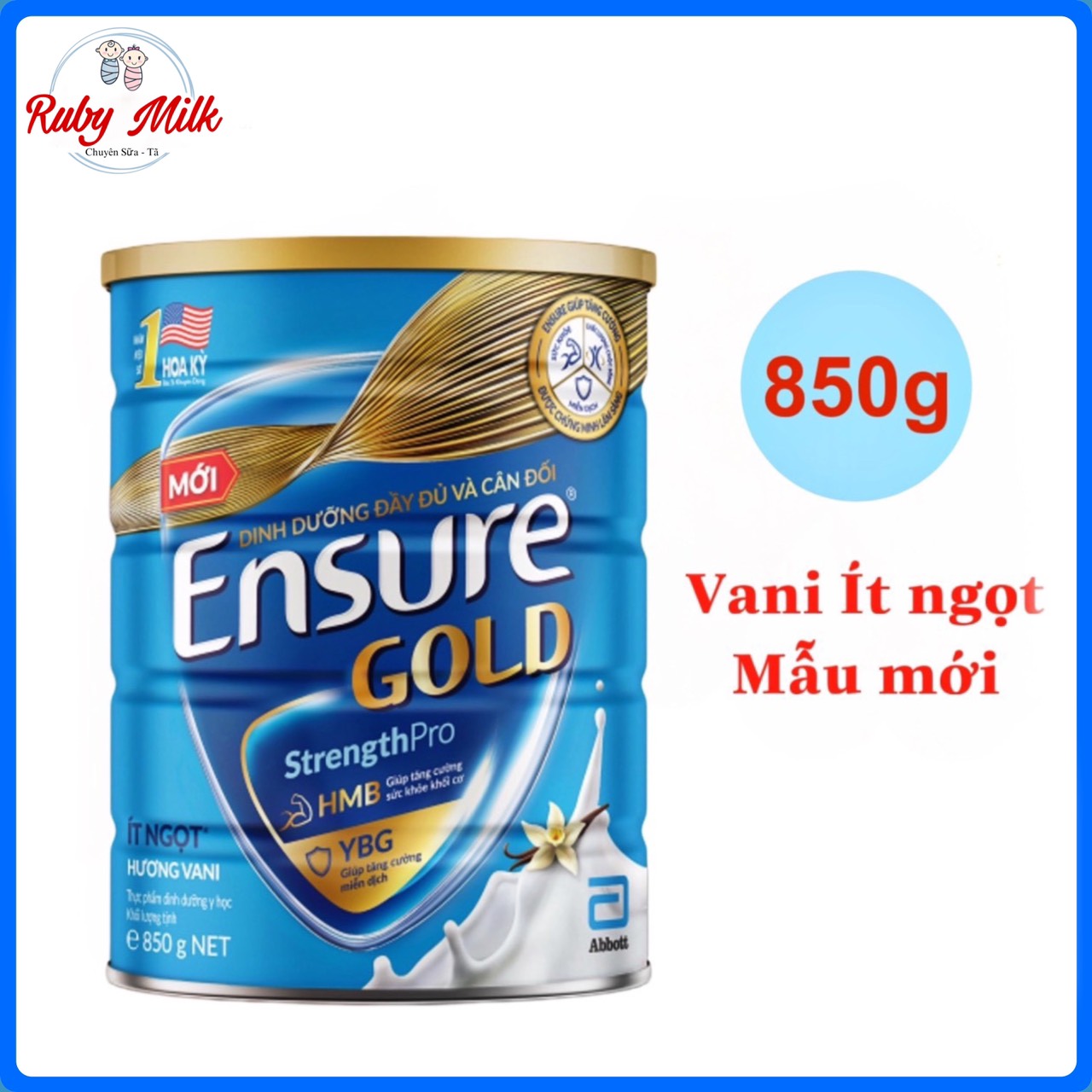 [Date 8.2025] Sữa Bột Ensure Gold Vani Ít Ngọt Lon 800g
