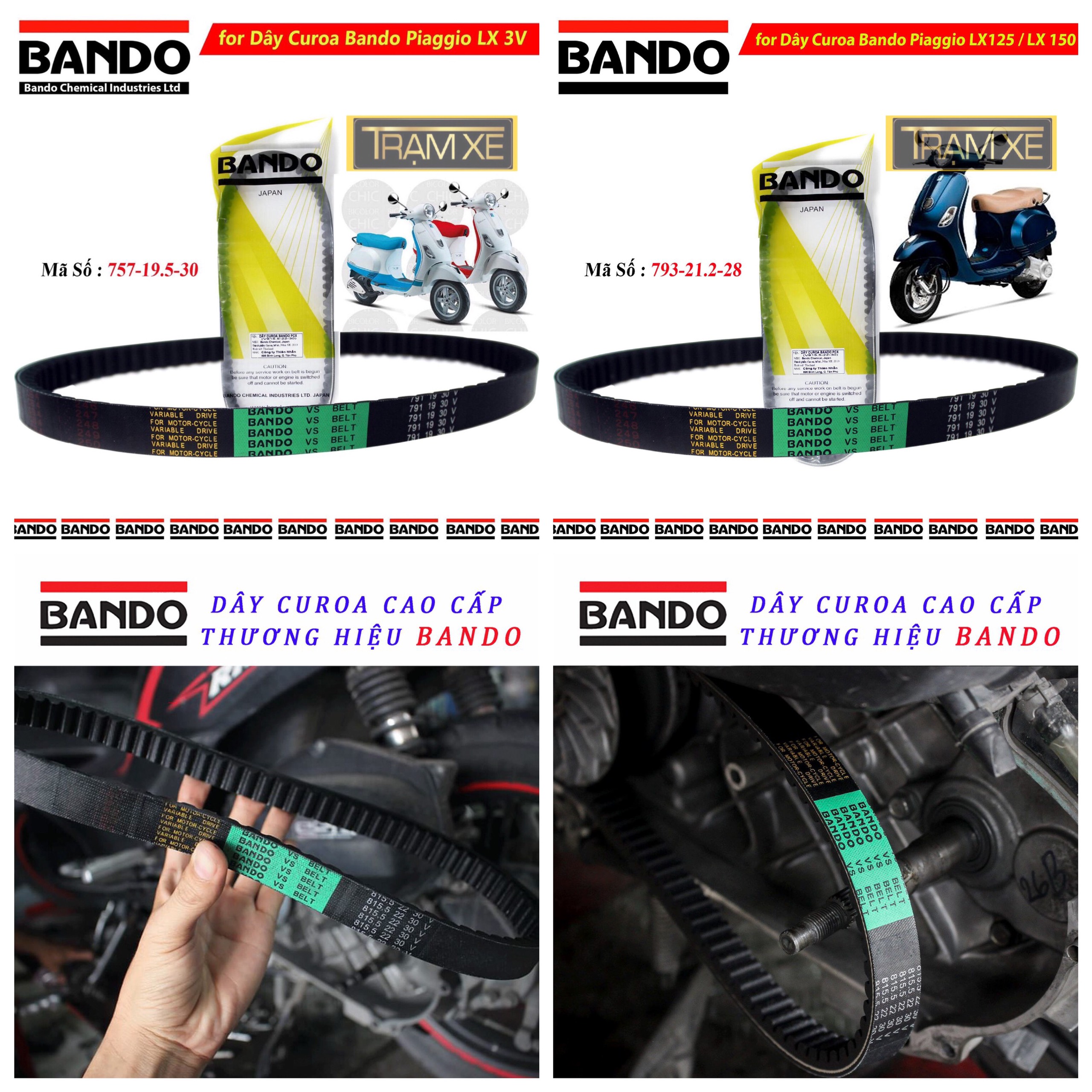 Dây curoa Bando xe Piaggio LX 125 150 , Liberty 2V -  Vespa 3V Primavera Sprint Amity Saphire