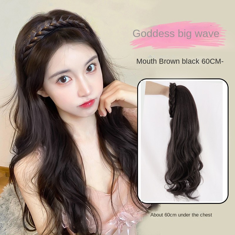 Tóc giả, tóc dài nữ, bím tóc xoắn, băng đô, tóc giả một mảnh đỉnh cao của phụ nữ u loại nửa đầu bọc tóc giả tóc dài thẳng