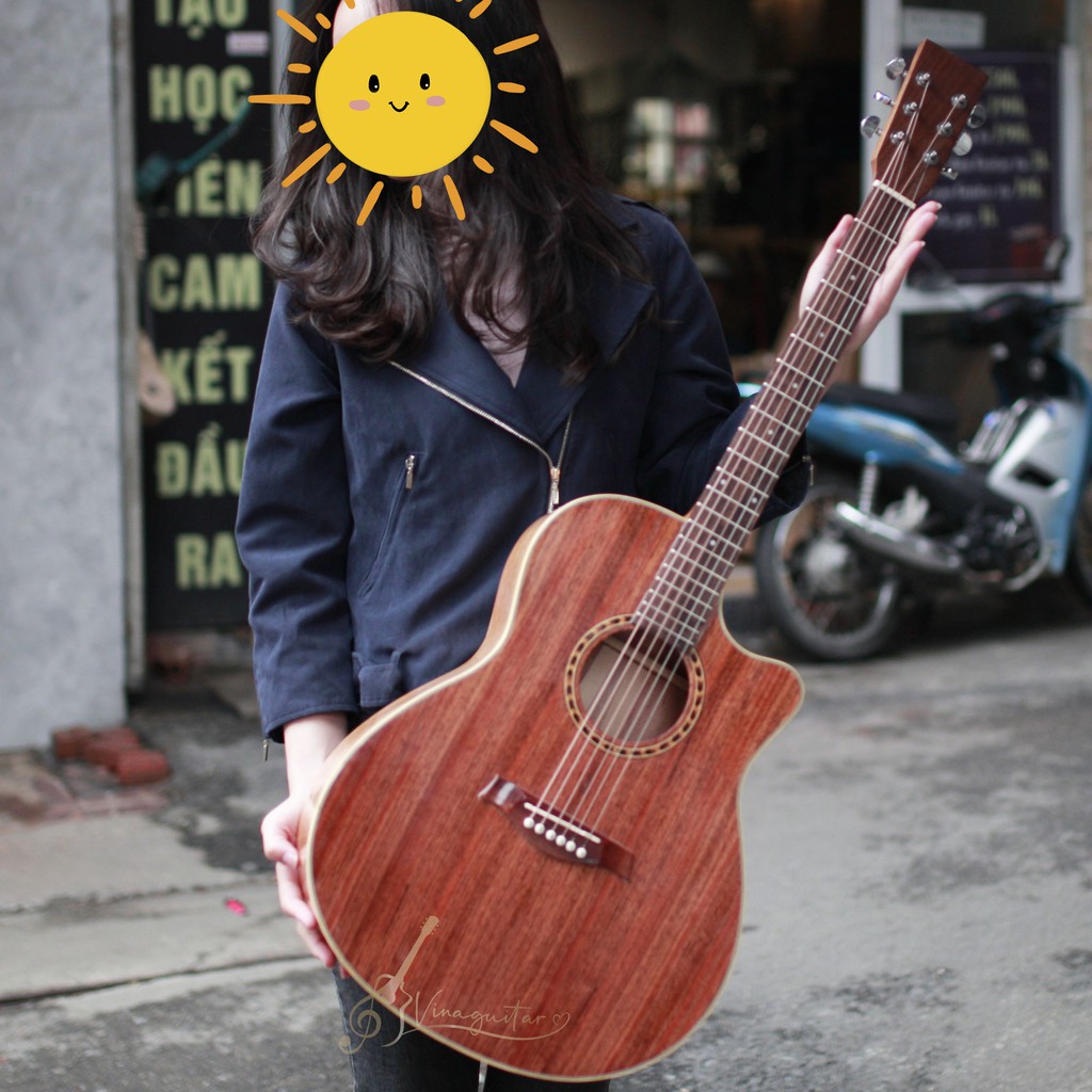 Đàn guitar acoustic vg-fhd gỗ hồng đào nguyên tấm- tặng full 12 phụ kiện