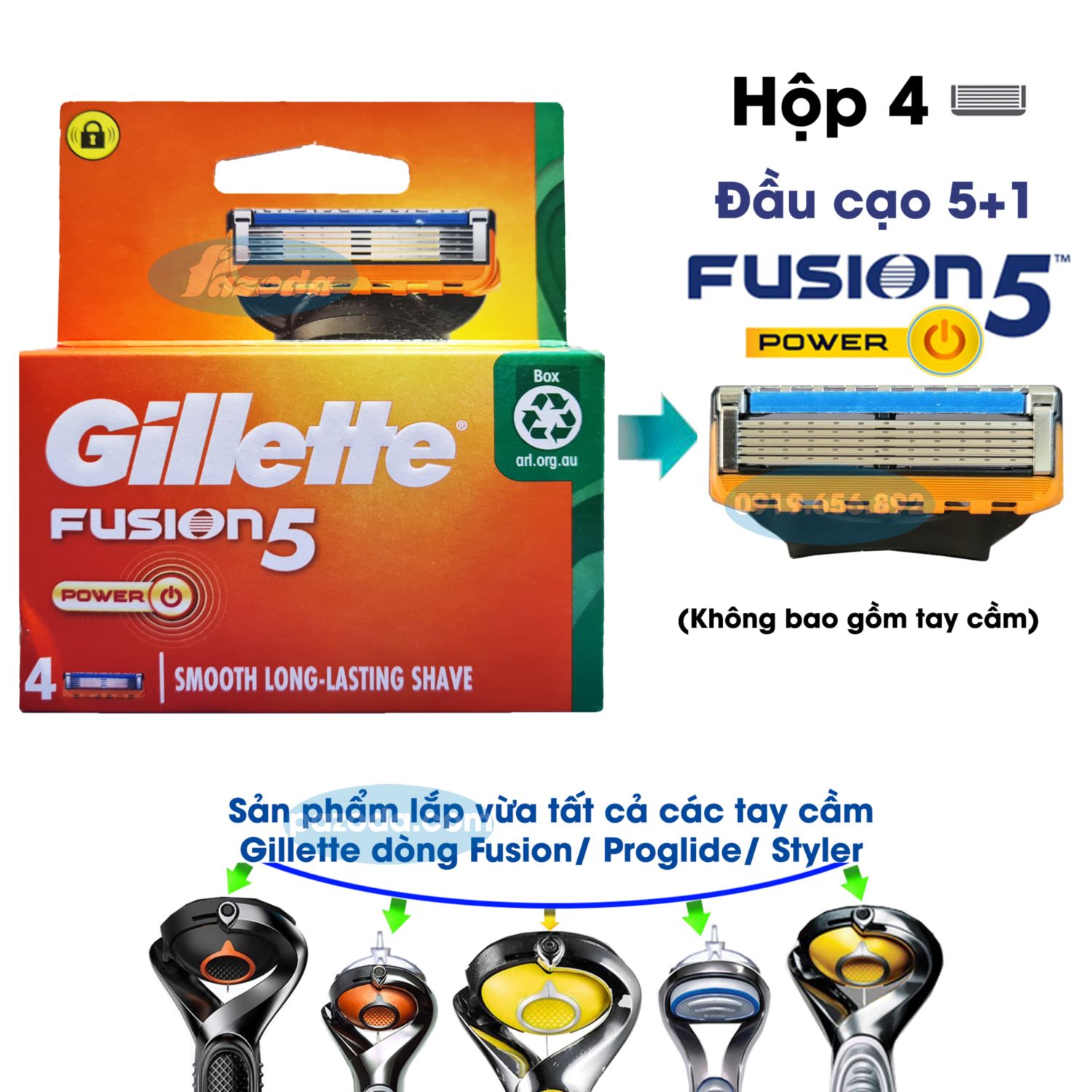 Hộp 4 đầu dao cạo Gillette Fusion5 Power (đầu cạo 5+1)