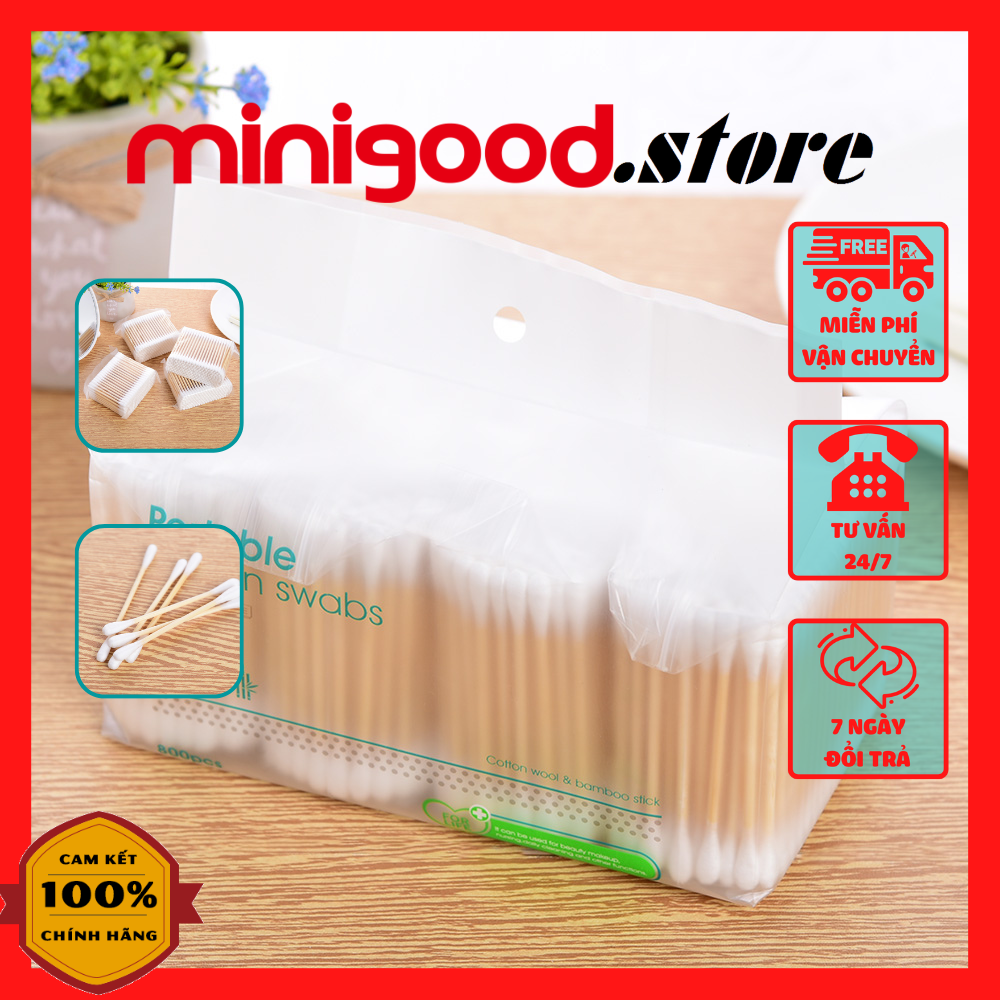 Túi tăm bông ráy tai tre minigood 800 cây