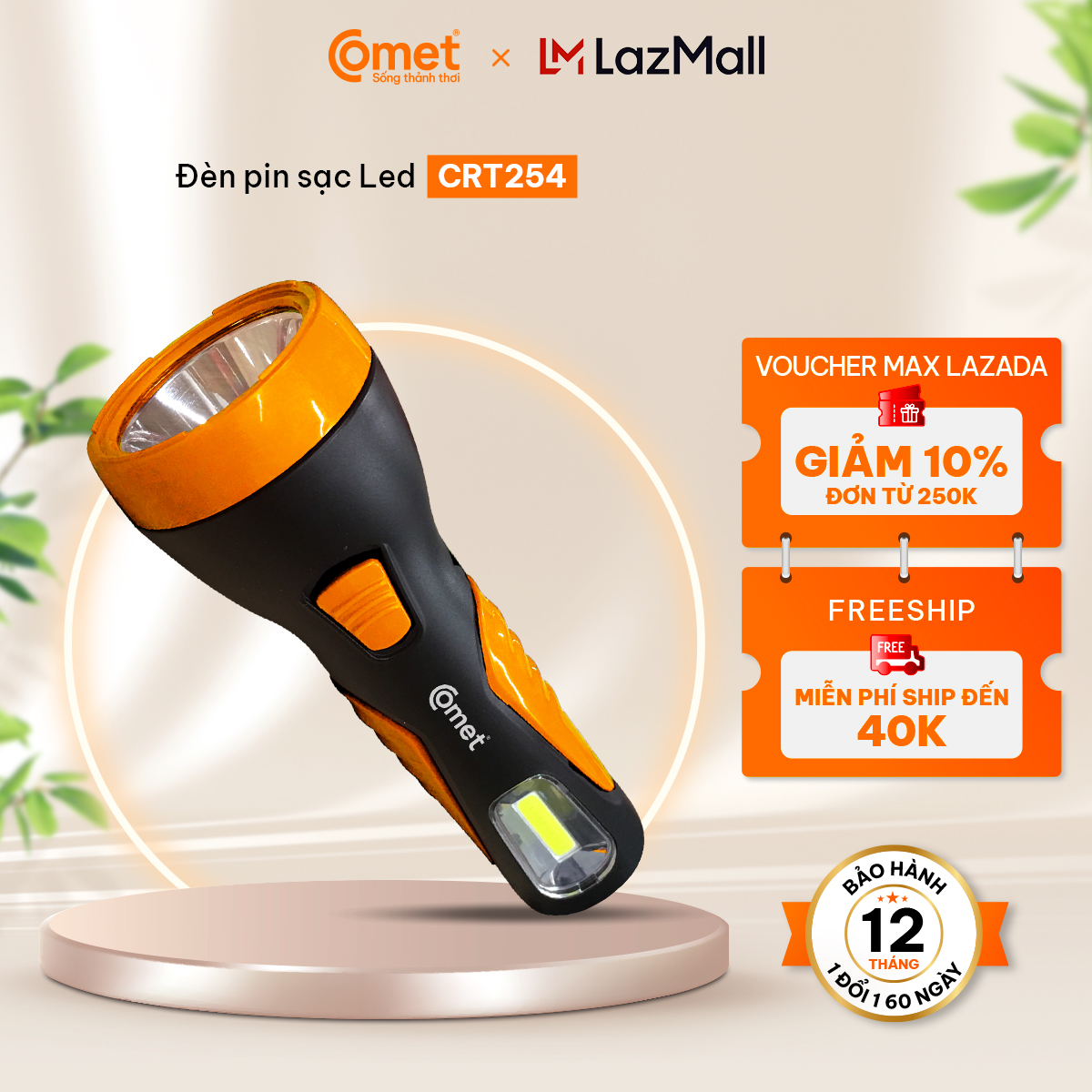 Đèn Pin Sạc Led Comet CRT254 2W đa năng - Hàng Chính Hãng