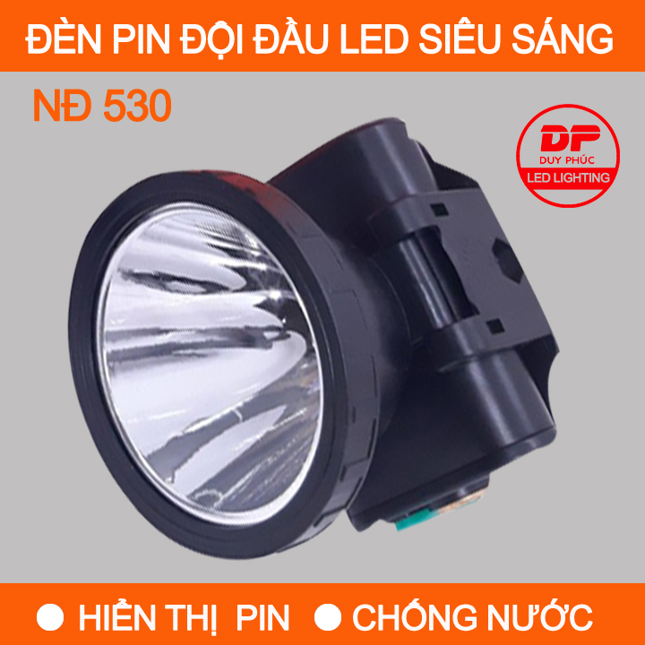 ĐÈN ĐỘI ĐẦU 2000W NĐ 530 HIỂN THỊ PIN  , ĐÈN PIN LED SẠC ĐIỆN , SIÊU SÁNG CHỐNG NƯỚC