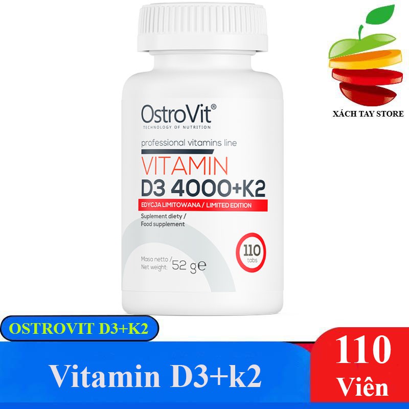 Viên uống ostrovit vitamin d3 4000 + k2 110 viên