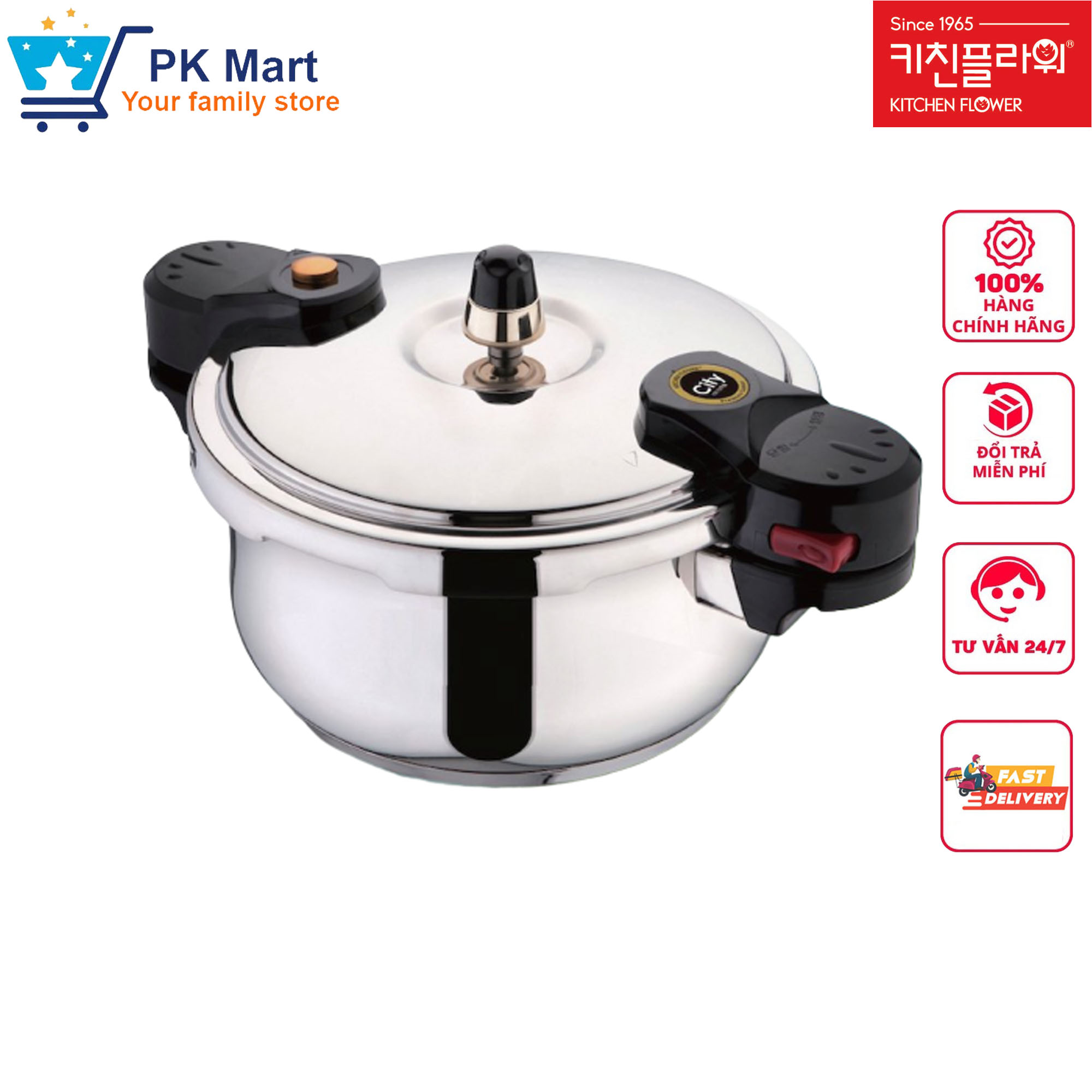 Nồi áp suất đun bếp từ Hàn Quốc Kitchen Flower 4 5 6 lít