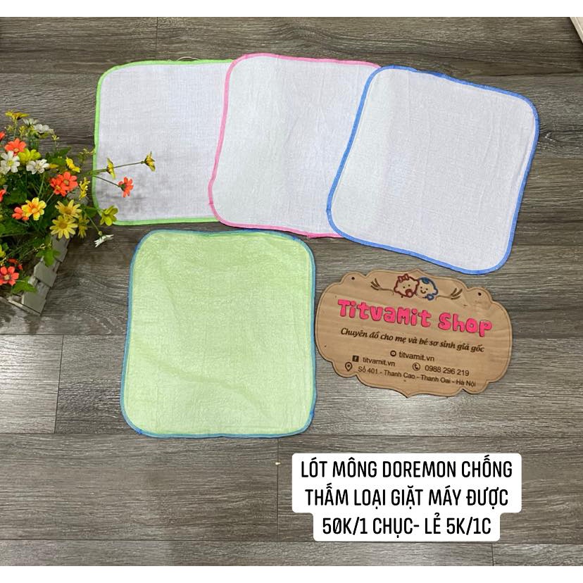 Tấm lót Chống thấm doremon 1 gói 10 chiếc giặt máy được, tấm lót chống thấm cho bé