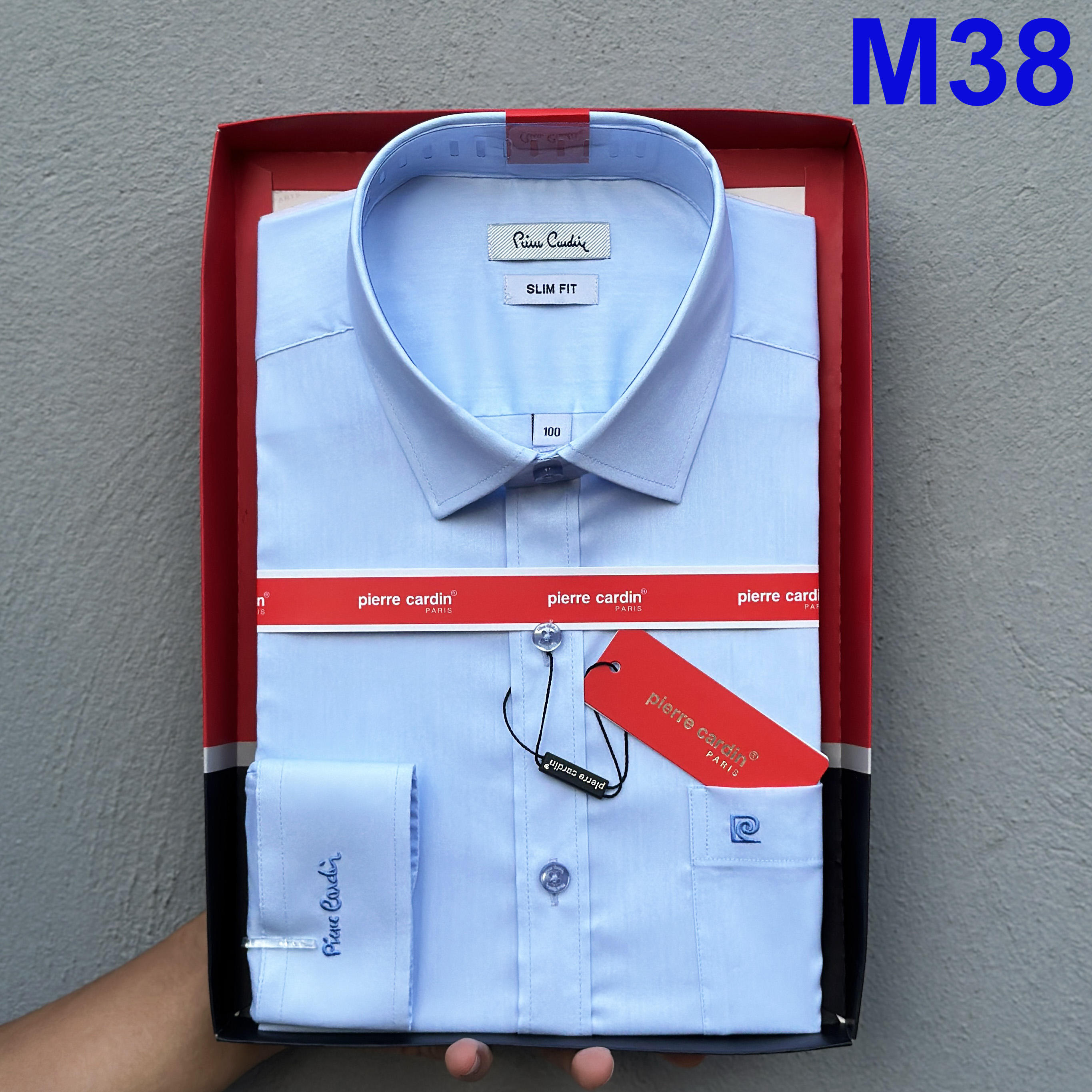  Áo Sơ Mi Nam Sơ Mi Xanh Lam Dài Tay Sơ Mi Nam Pierre Cardin Mẫu Hàn Quốc 