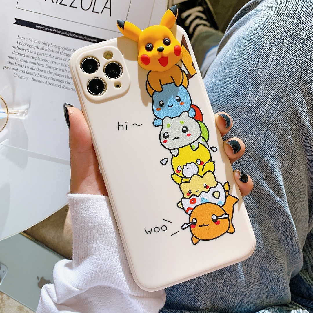 Ốp lưng silicon màu bảo vệ camera hình nổi pokemon