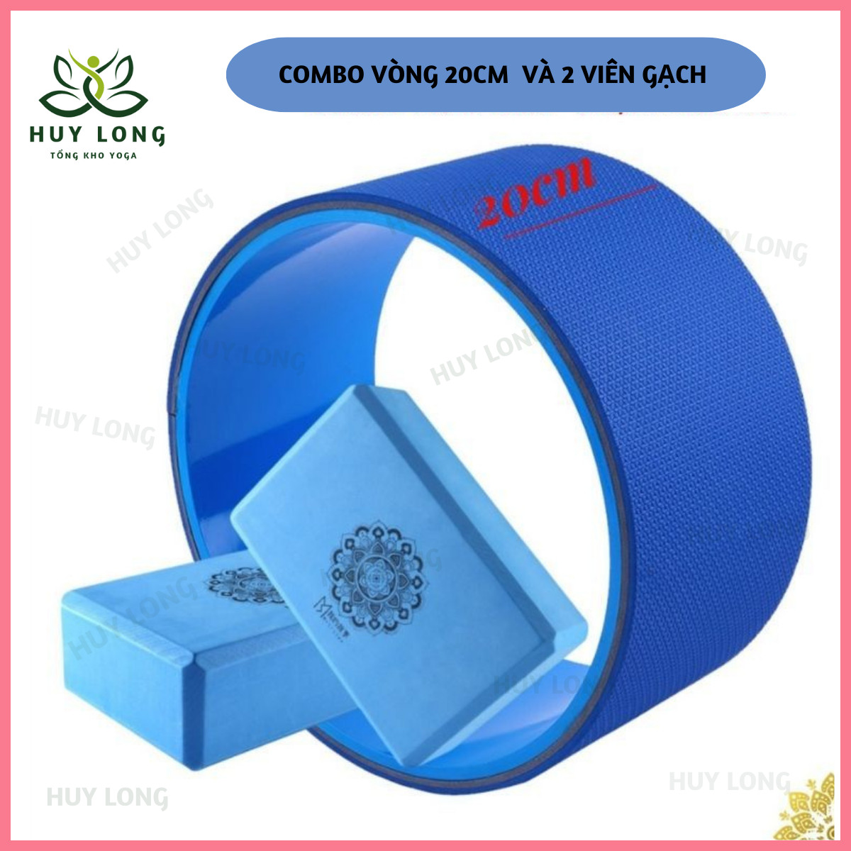 Combo vòng tập yoga 20cm + 2 gạch tập yoga, yoga qg, hàng cao cấp hỗ trợ cac bài tập yoga, tập thể hình