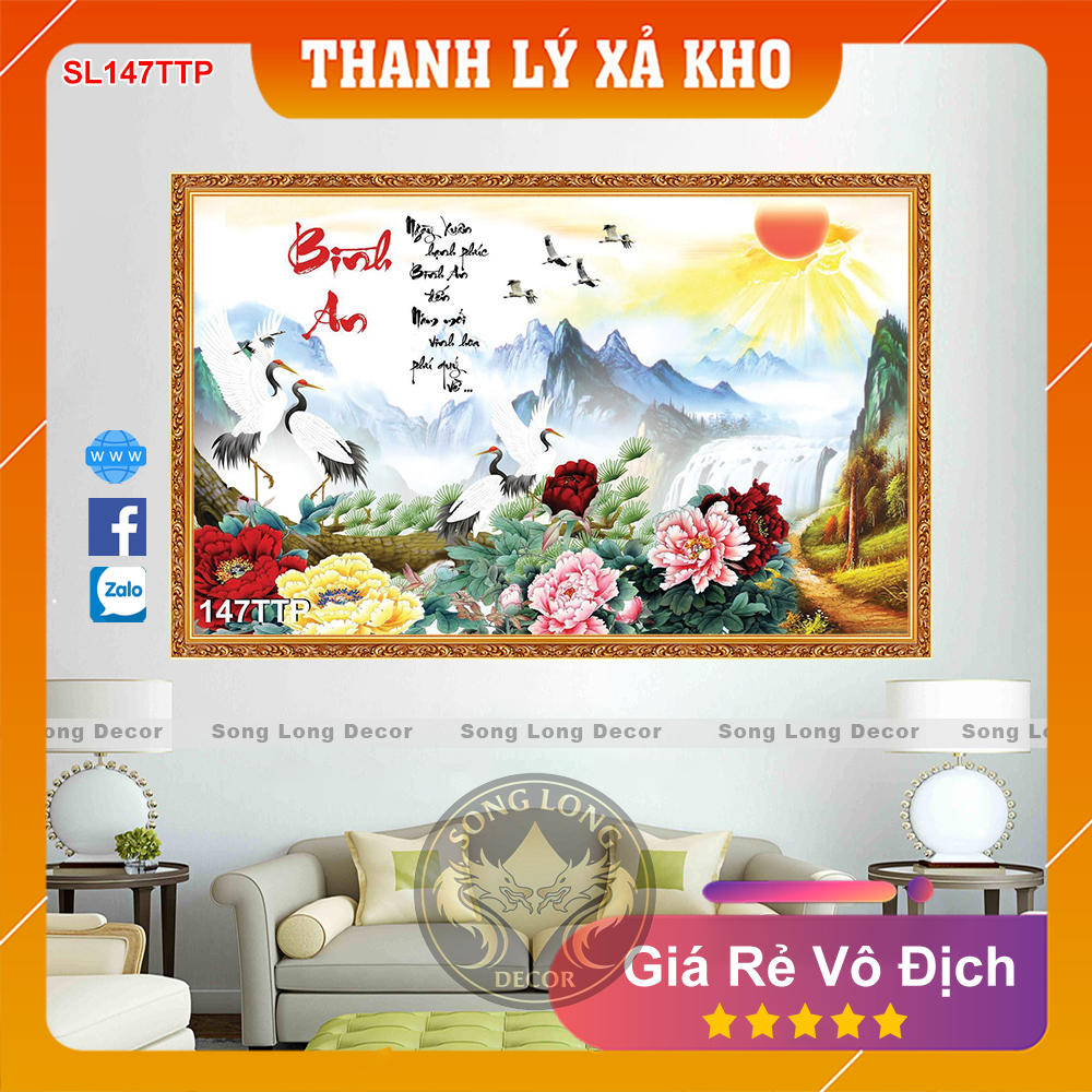 Tranh Dán Tường Chữ Bình An - SL147TTP-Tranh 3d Thư Pháp - Song Long Decor