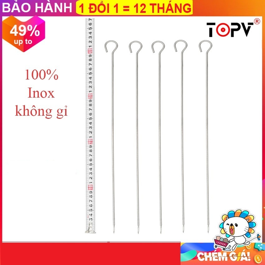 Xiên que TopV 42cm, phù hợp bếp TopV V5M và V5S, Inox cao cấp, không gỉ, xiên nướng inox, siêu bền, xiên que nướng tiện dụng