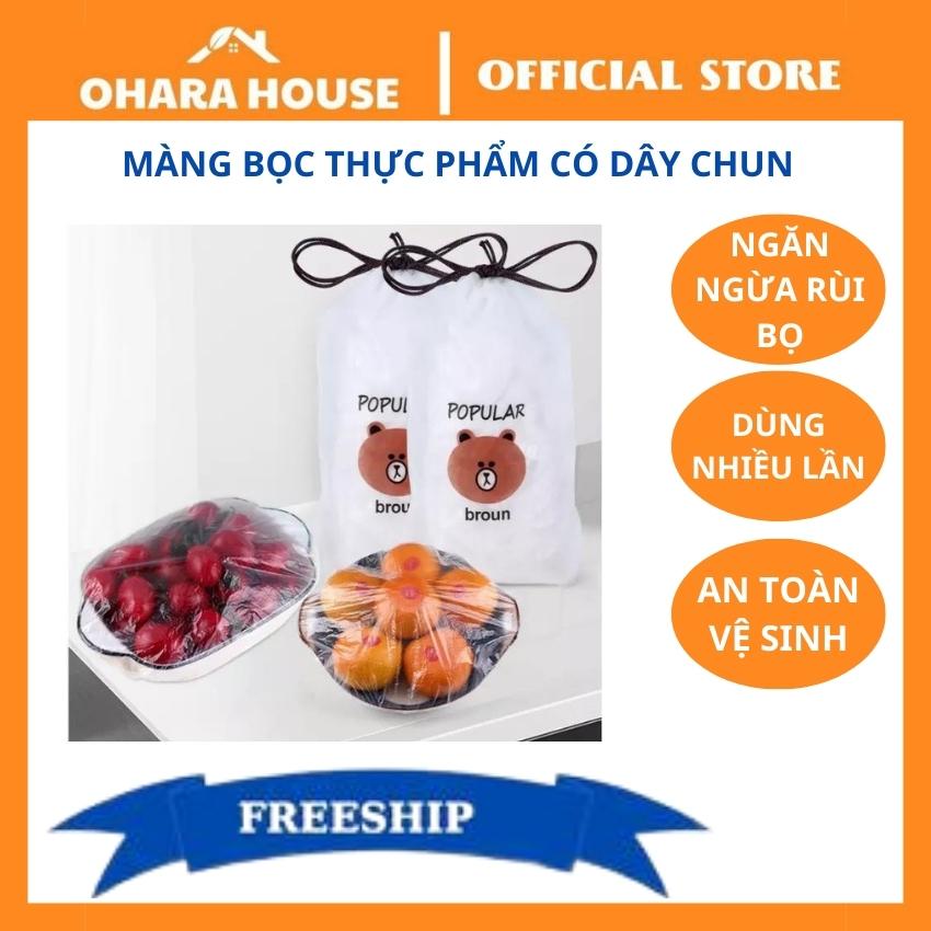Combo 100 Chiếc Màng Bọc Thực Phẩm PE - Bọc Đồ Ăn Có Dây Chun Co Giãn