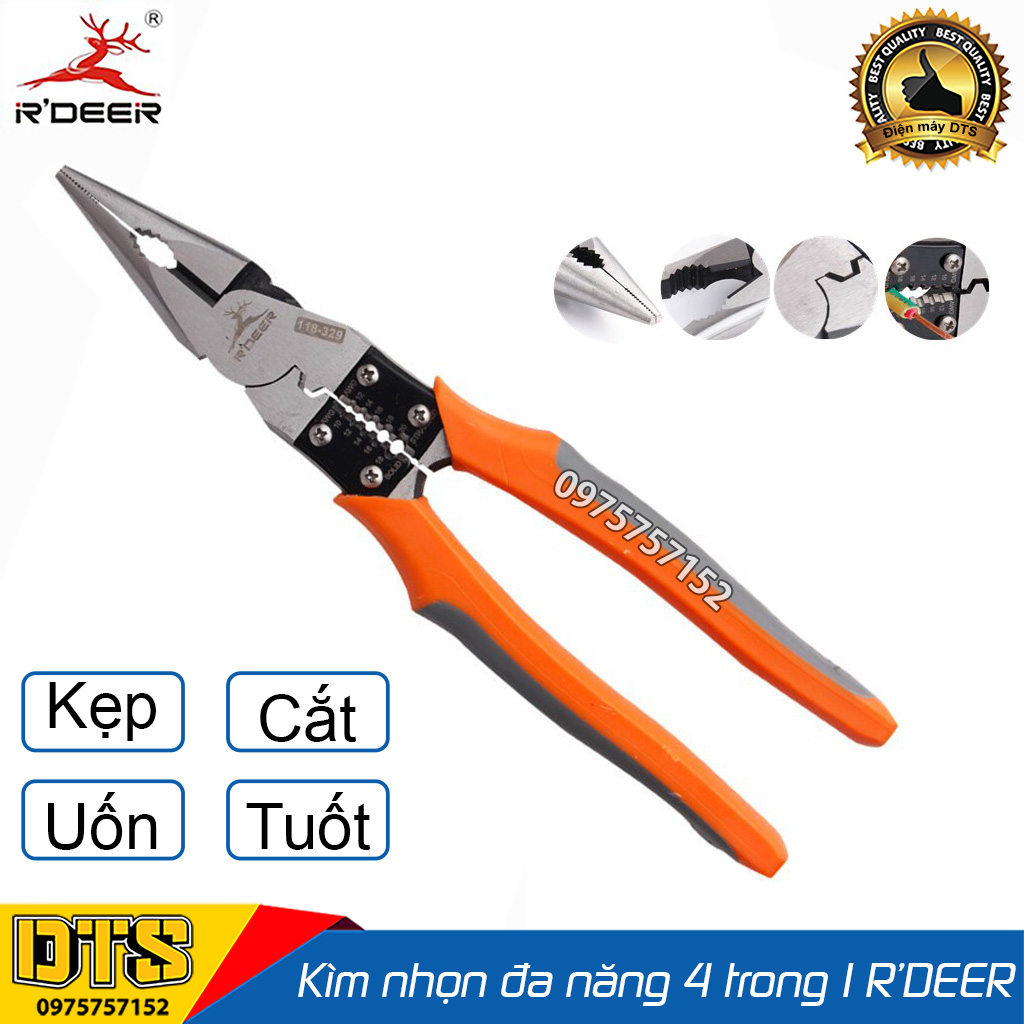 Kìm nhọn đa năng cao cấp 4 trong 1 r'deer 118-139 9inch/225mm