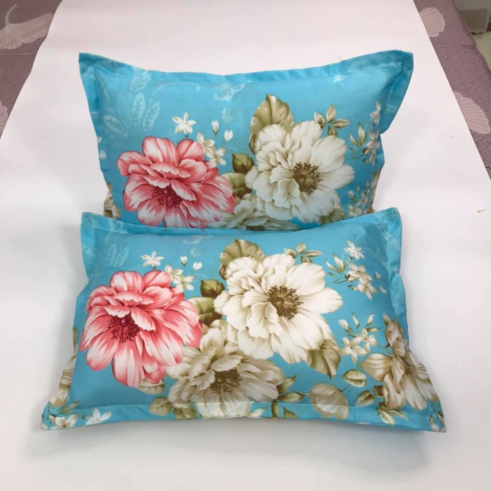 Combo 2 gối nằm hơi cao cấp_2 gối nằm gòn tặng 2 vỏ gối cotton poly cùng kích thước 40x60cm
