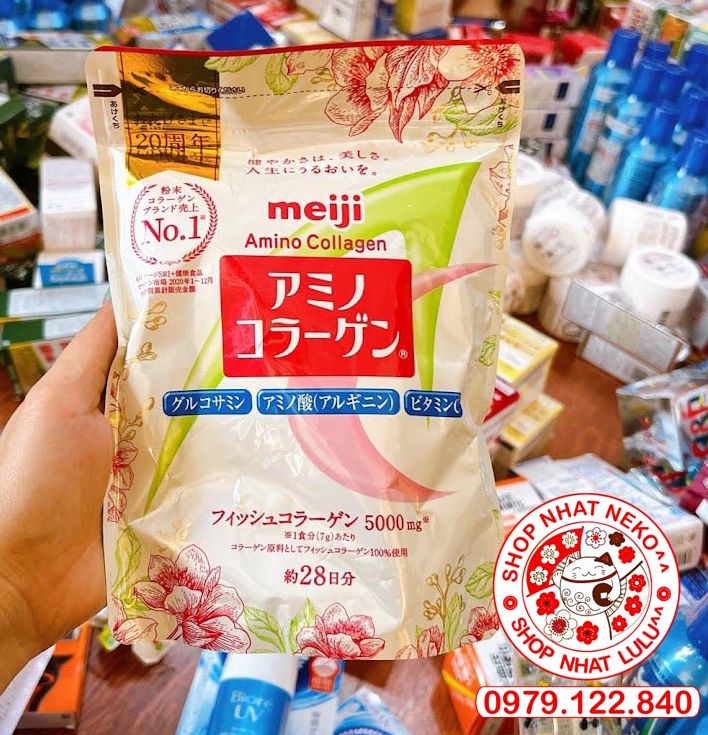 (Mẫu mới) Collagen meiji ajinomoto dạng bột Nhật bản màu hồng