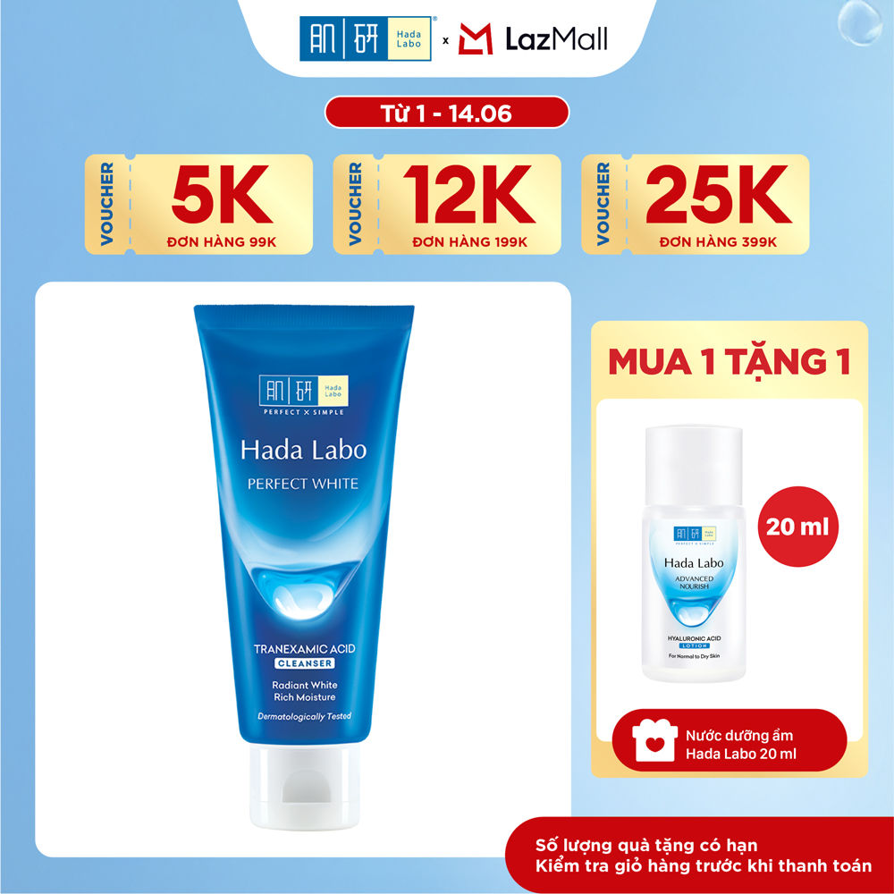 Sữa rửa mặt dưỡng trắng Hada Labo Perfect White Tranexamic Acid Cleanser 80g