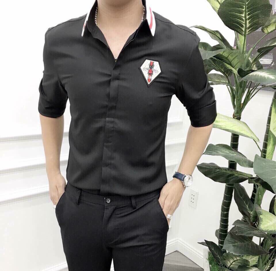ÁO SƠ MI NAM CAO CẤP HỌA TIẾT THÊU ONG JK 06 TSMON