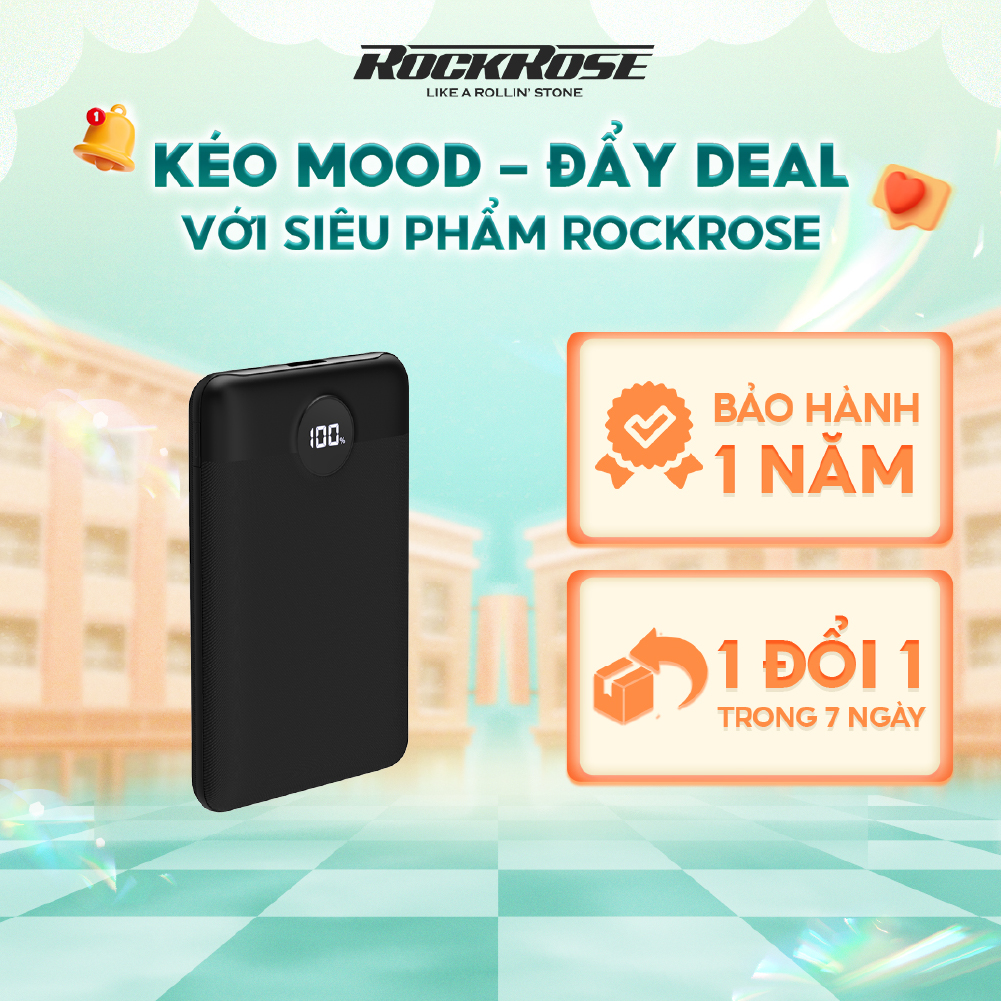 Sạc dự phòng mini siêu mỏng 10000mah/ 20000mah rockrose rapide neo 20w pd & qc 3.0 - sạc nhanh cho iphone/ android