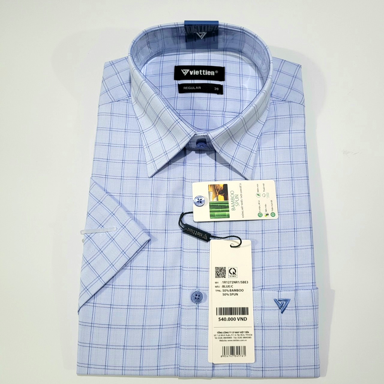 Aó sơ mi nam ngắn tay việt tiến mã 1r1272nr1 chính hãng , cao cấp - form suông regular - tà bầu , . shop hứa - thời trang nam công sở