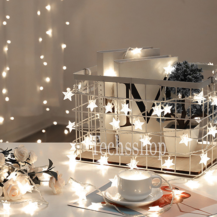 Đèn led trang trí hình ngôi sao dài 6m nhiều màu - Đèn led dây trang trí sinh nhật - Dây đèn led đom đóm dùng điện - Đèn trang trí nhà cửa - phụ kiện trang trí noel, đám cưới - Lễ hội hội nghị tiệc - Happy birthday