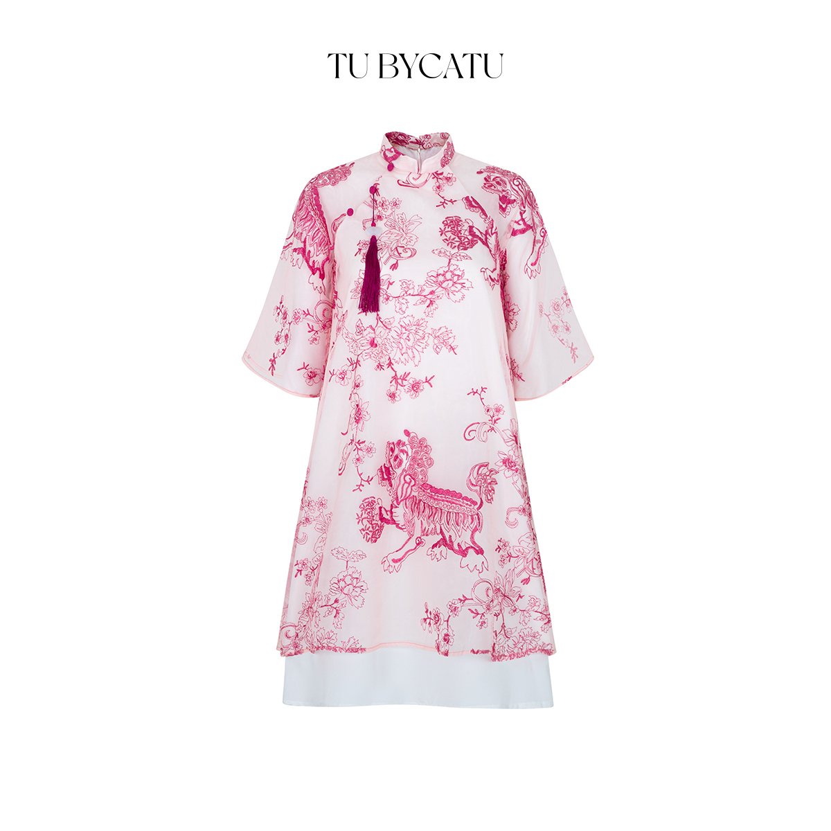 Tubycatu | đầm kì lân organza thêu phối lụa