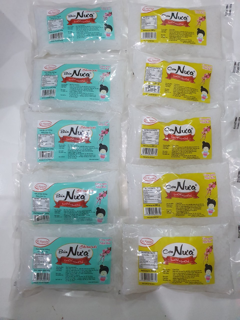 Combo 5 Bún Nưa 5 Cơm Nưa Vị Nguyên Keto Das 240g- ăn Kiêng - Das - Lowcard- Giảm Cân