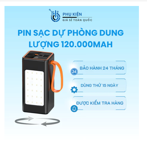 Pin sạc dự phòng dung lượng 120.000mAh nguồn điện siêu khủng cho mọi thiết bị