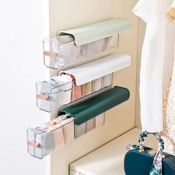 Hộp đựng đồ lót tất vớ treo tủ, hộp chia ngăn đựng đồ lót, khay nhựa đựng đồ lót tiện dụng