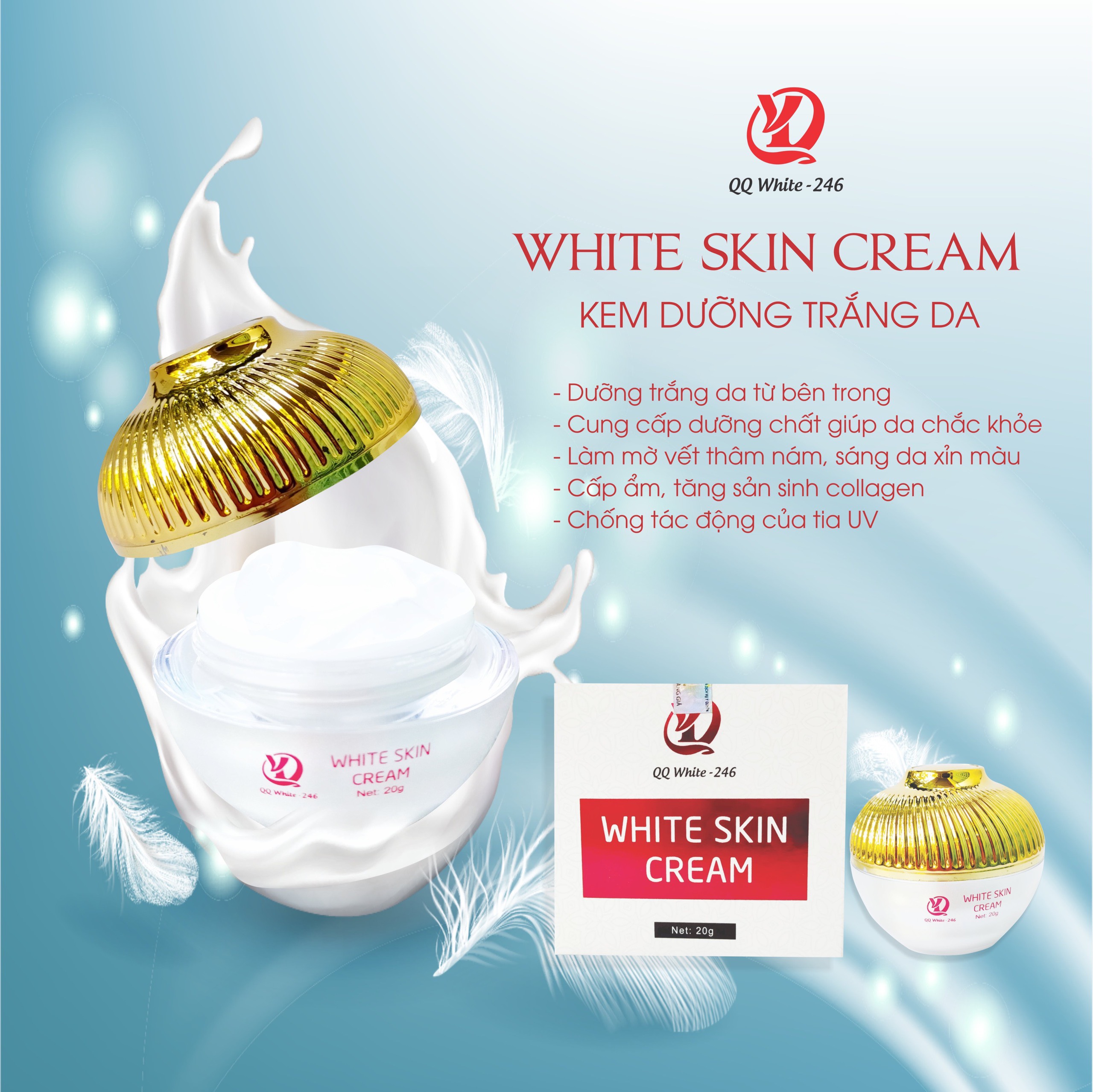 Kem dưỡng trắng da ban ngày 246 - white skin cream - chuyên da khô, cấp ẩm
