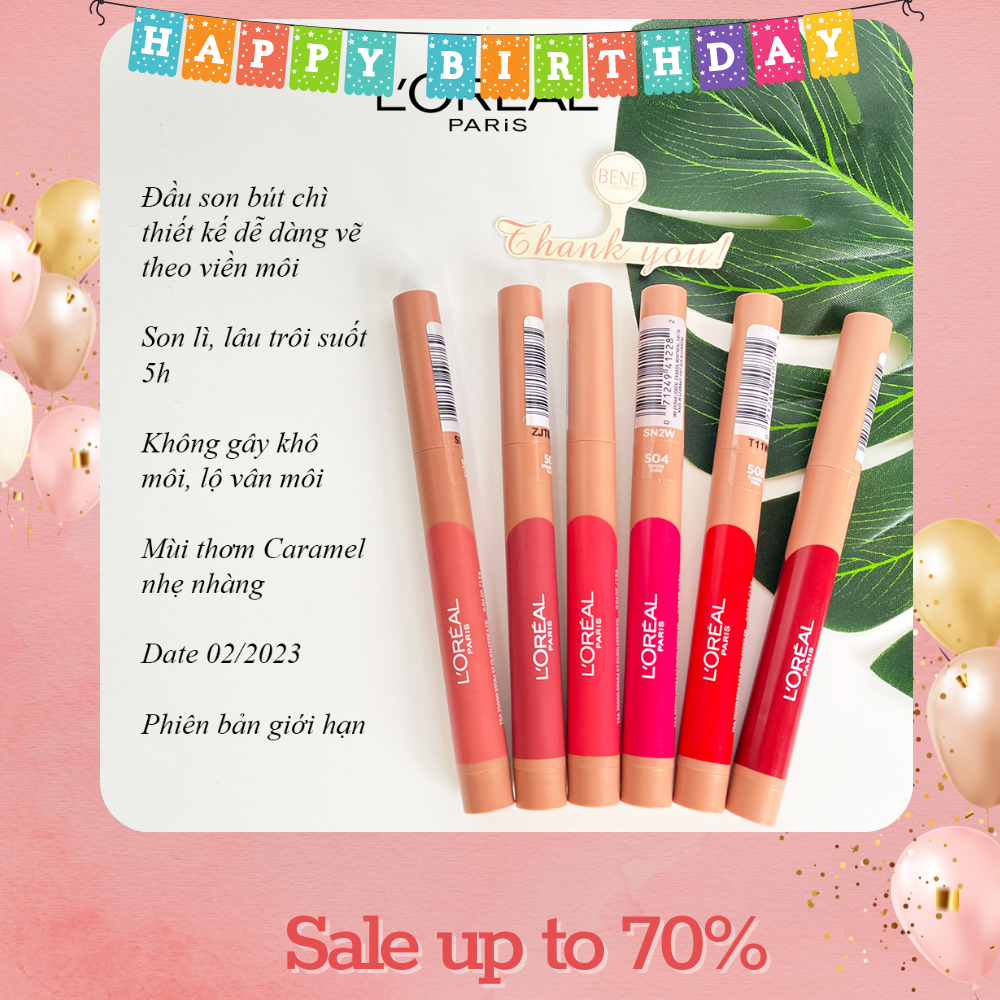 Son Lì Bút Chì L'Oreal Matte Lip Crayon Loreal Paris Lipstick
