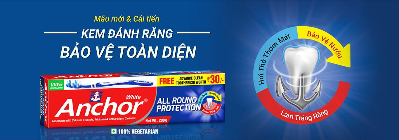 Kem đánh răng Bảo vệ toàn diện Anchor All Round Protection 200g (Tặng kèm bàn chải)