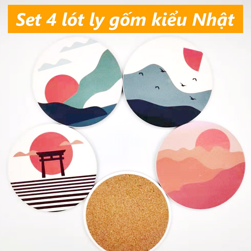 Lót ly gốm thấm nước kiểu Nhật Bản