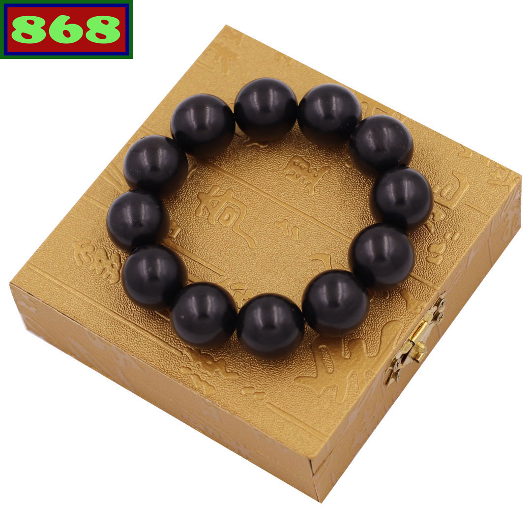 Vòng tay gỗ mun 18 ly 12 hạt kèm hộp gỗ, vòng tay chuỗi hạt