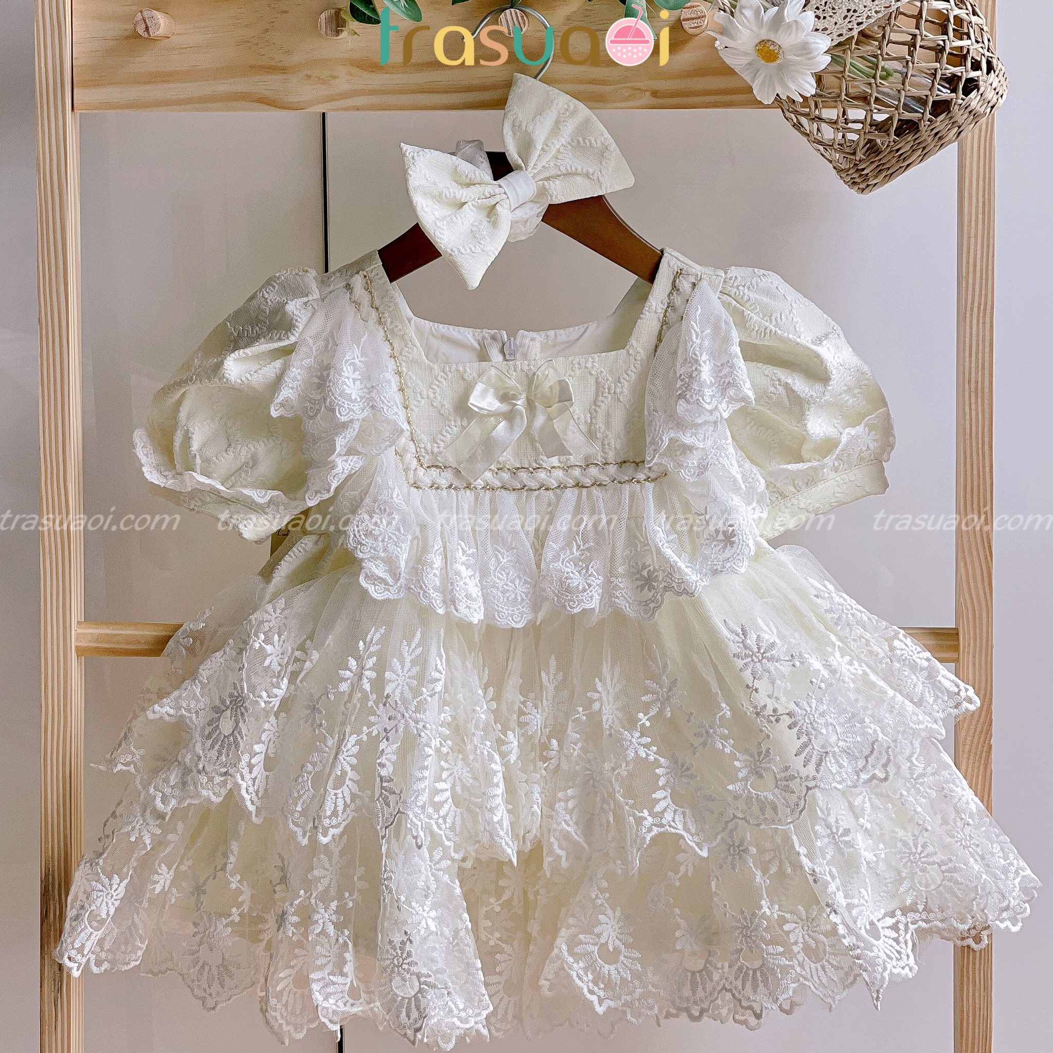 Đầm công chúa bé gái, váy lolita cho bé gái kiểu dáng tiểu thư dự tiệc sinh nhật, thôi nôi - TRASUAOI D062