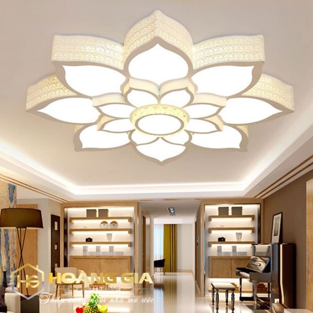 Đèn ốp trần - Mâm led ốp trần - Đèn ốp trần 16 CÁNH sen - 3 CHẾ ĐỘ ÁNH SÁNG phi 800 - Kèm khiển từ xa - Bảo hành 12 tháng