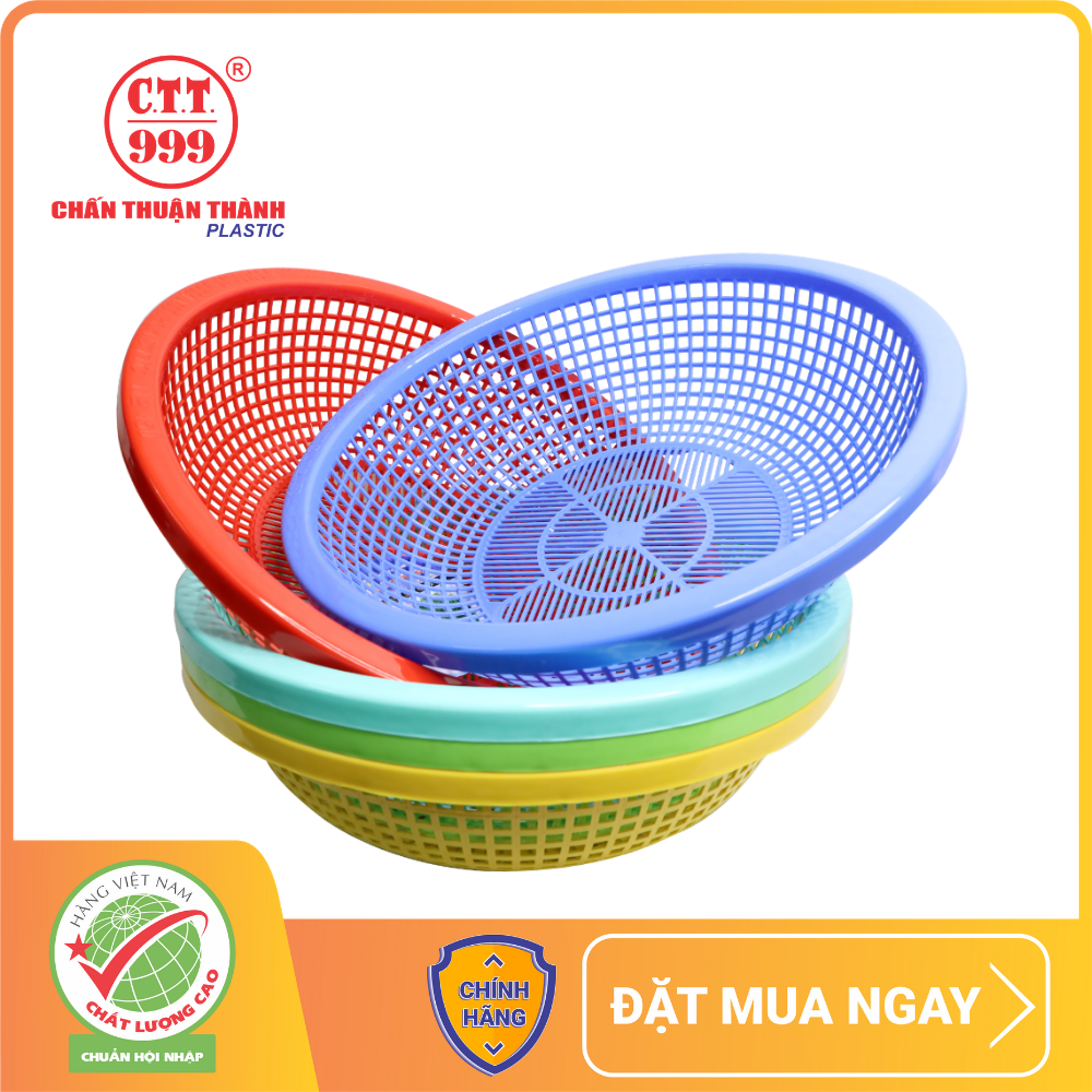Combo 5 Rổ nhựa tròn 35cm Chấn Thuận Thành đựng đồ đạc, đựng thực phẩm rau củ đa năng tiện lợi RC3520-5 (nhiều màu)